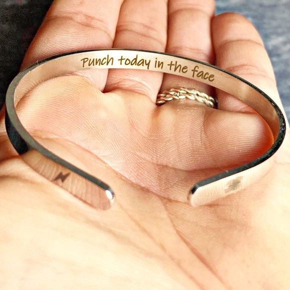Pink Box Jewelry - 🎉HP🎉Stnlss Steel ‘Punch Today in the Face’ Cuff
